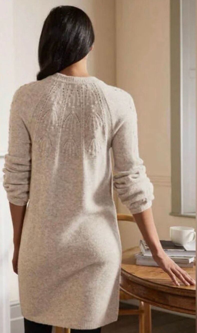 Boden Cable Knit Wool Alpaca Blend Sweater Dress Oatmeal Size US 2 / UK 6 - Picture 2 of 12